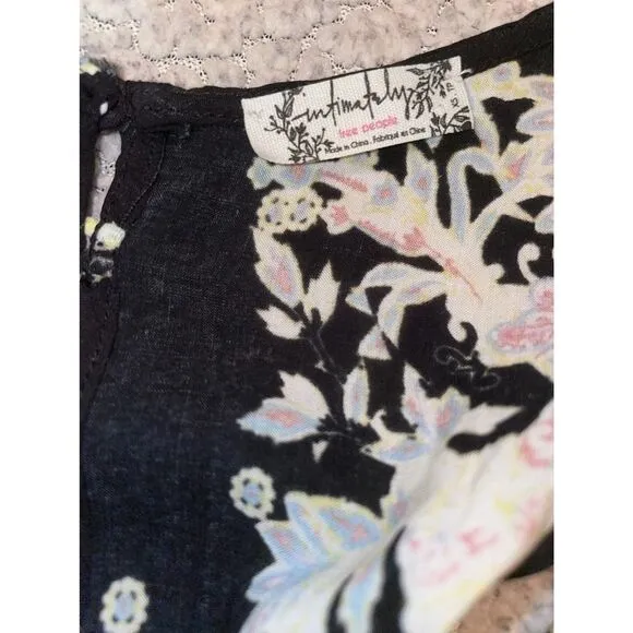 FREE People Darjeeling Black Print Mini Sleeveless Slip Dress size XS