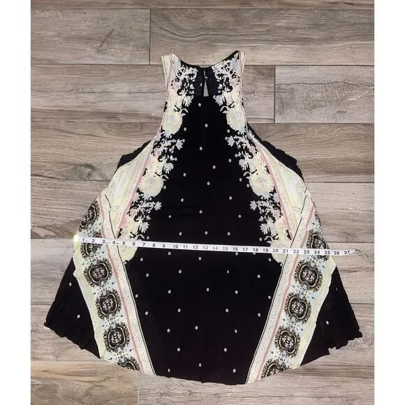 FREE People Darjeeling Black Print Mini Sleeveless Slip Dress size XS