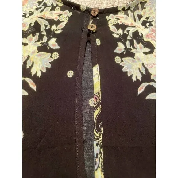 FREE People Darjeeling Black Print Mini Sleeveless Slip Dress size XS