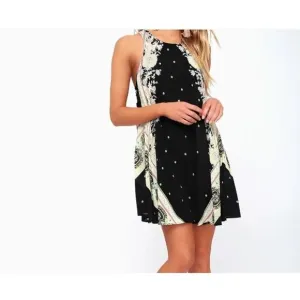 FREE People Darjeeling Black Print Mini Sleeveless Slip Dress size XS