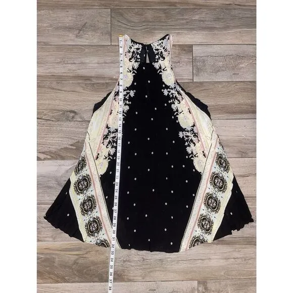 FREE People Darjeeling Black Print Mini Sleeveless Slip Dress size XS