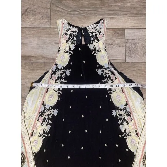 FREE People Darjeeling Black Print Mini Sleeveless Slip Dress size XS
