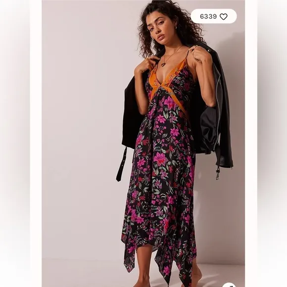 Free People Dress There She Goes Printed Maxi Slip