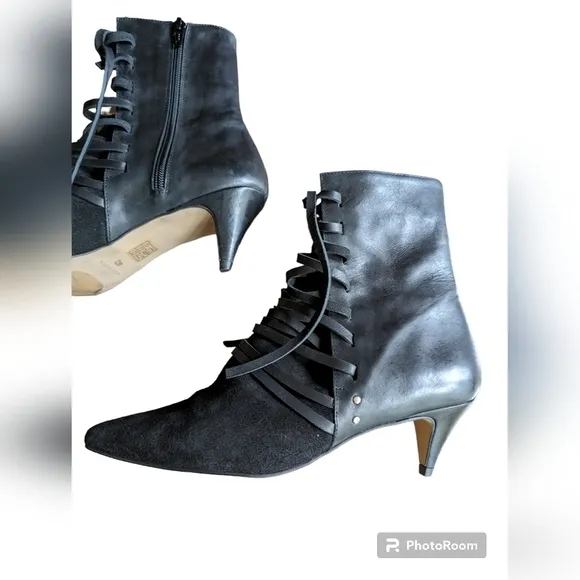 Free People Juliette kitten heel black booties sz EU 40
