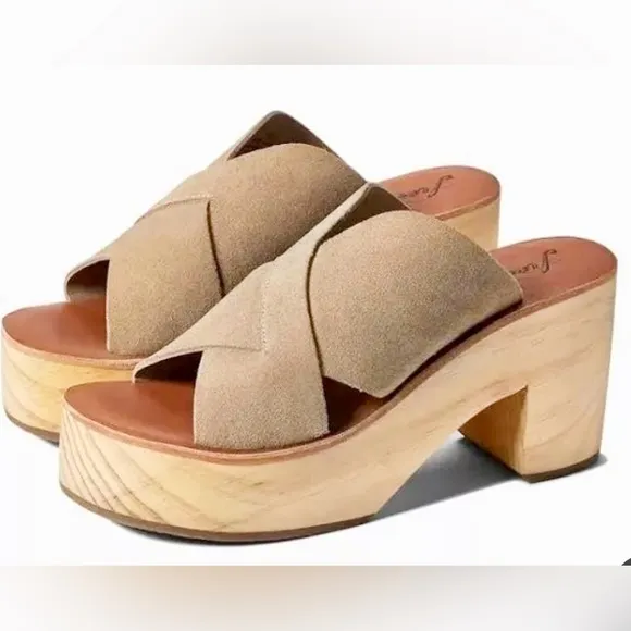 Free People Kora Platform Clogs Taupe SuedeEU 41 Size 11