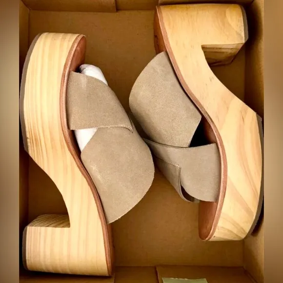 Free People Kora Platform Clogs Taupe SuedeEU 41 Size 11