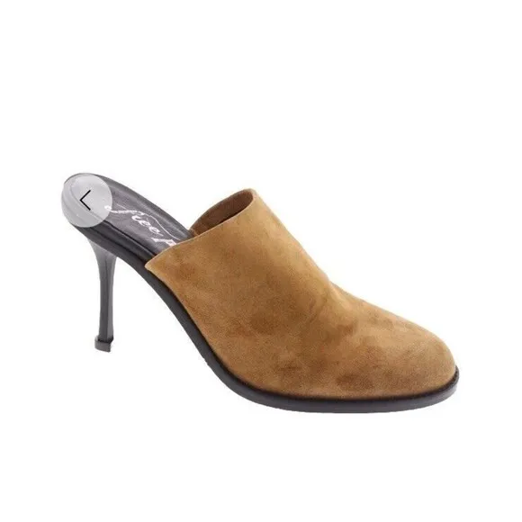FREE PEOPLE Leila Heeled Suede Mule Size 40 US 9 Cognac Brown NEW Boho Festival
