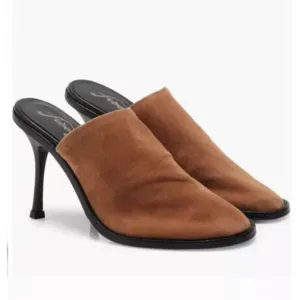 FREE PEOPLE Leila Heeled Suede Mule Size 40 US 9 Cognac Brown NEW Boho Festival