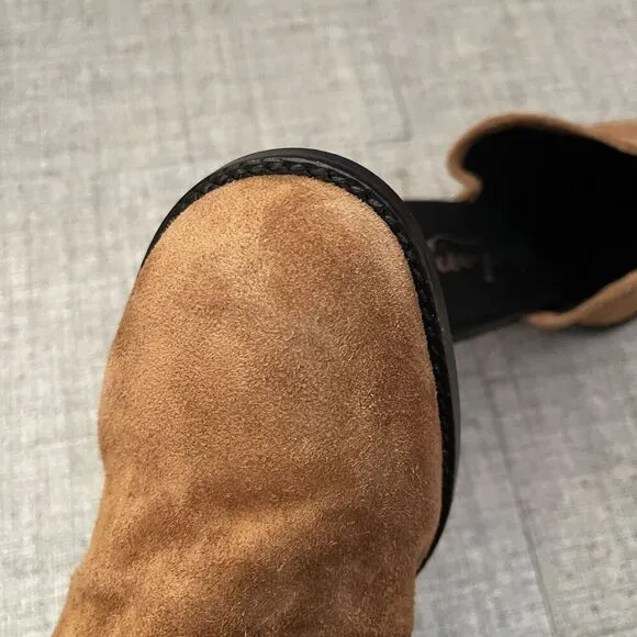 FREE PEOPLE Leila Heeled Suede Mule Size 40 US 9 Cognac Brown NEW Boho Festival