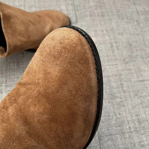 FREE PEOPLE Leila Heeled Suede Mule Size 40 US 9 Cognac Brown NEW Boho Festival