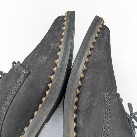 FREE PEOPLE Nomad studded black leather oxford loafers