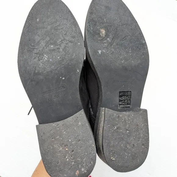 FREE PEOPLE Nomad studded black leather oxford loafers