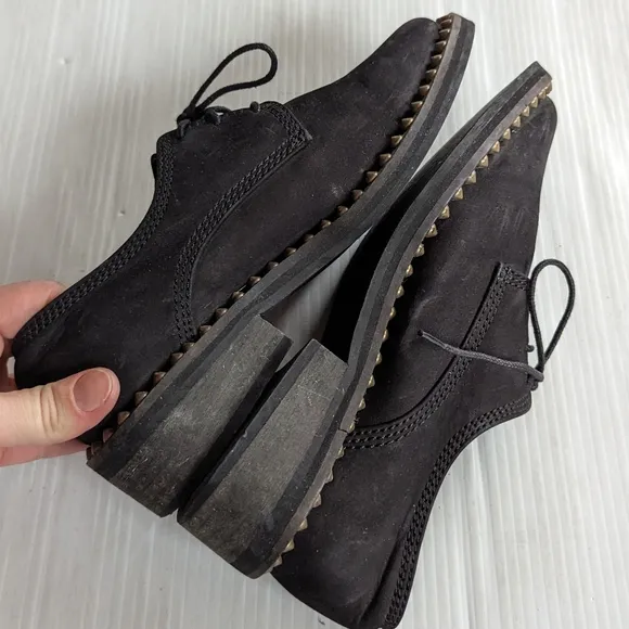 FREE PEOPLE Nomad studded black leather oxford loafers