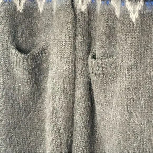 Free People Nordic Fair Isle Mohair Long Cardigan Shacket Sweater Coat Large