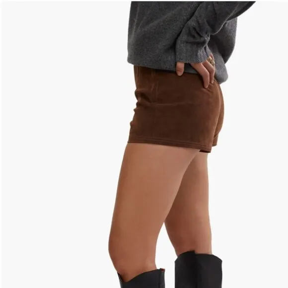 Free People NWT Jada Belted Faux Suede Shorts - 28