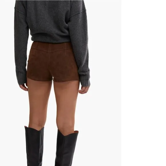 Free People NWT Jada Belted Faux Suede Shorts - 28