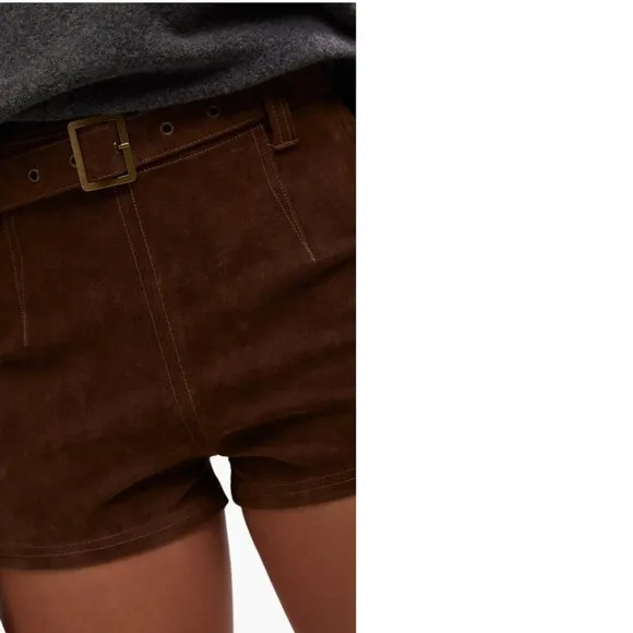 Free People NWT Jada Belted Faux Suede Shorts - 28