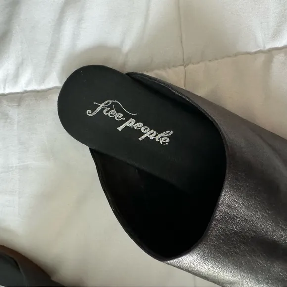 Free People Reese Black Leather Mule Flats