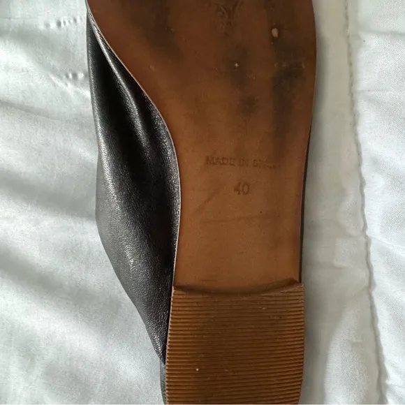 Free People Reese Black Leather Mule Flats