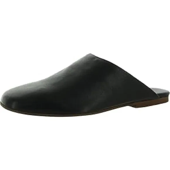 Free People Reese Black Leather Mule Flats