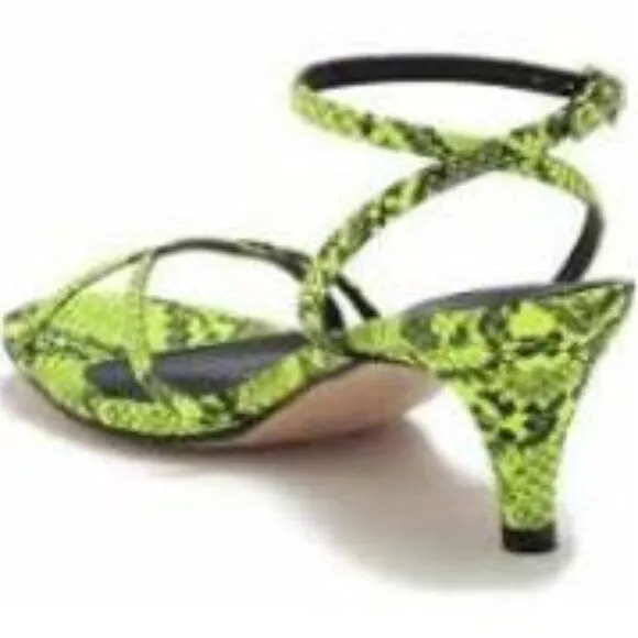 Free People Salina Neon Lime Snake Heels US9