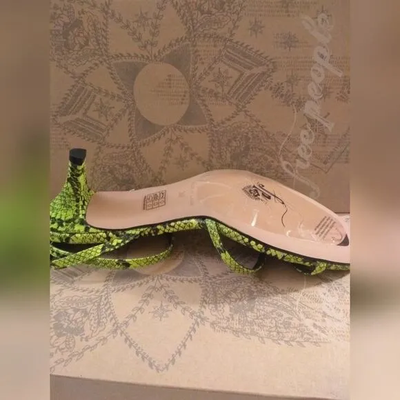 Free People Salina Neon Lime Snake Heels US9