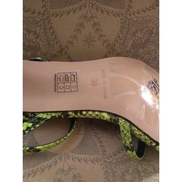 Free People Salina Neon Lime Snake Heels US9