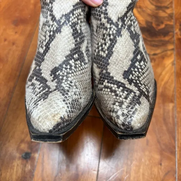 Free People Silver Storm Mules in Snakeskin Leather 6.5