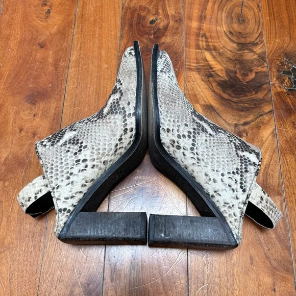 Free People Silver Storm Mules in Snakeskin Leather 6.5