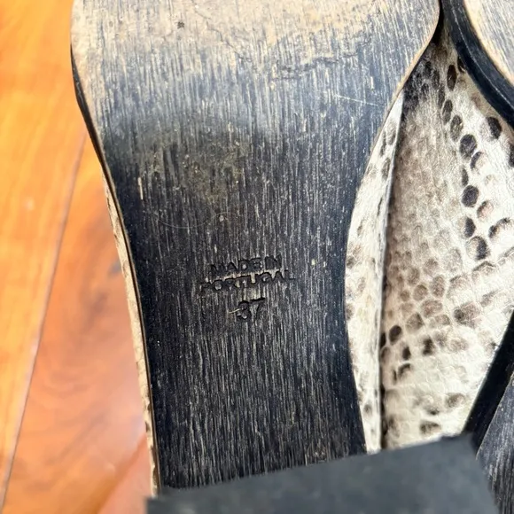 Free People Silver Storm Mules in Snakeskin Leather 6.5
