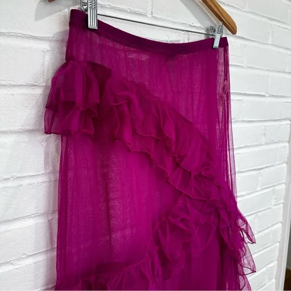 FREE PEOPLE Strike A Pose Ruffle Slip Maxi Skirt