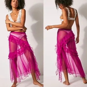 FREE PEOPLE Strike A Pose Ruffle Slip Maxi Skirt