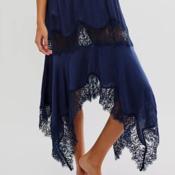 Free People Sunsetter Maxi Slip Dress Midnight Rain Sz XS NWT