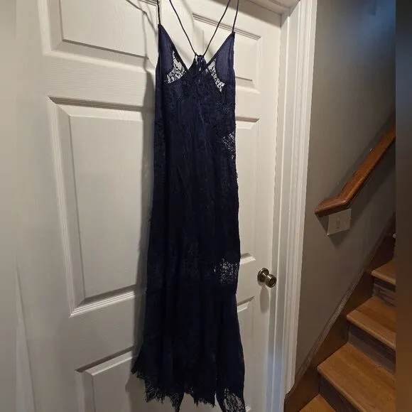 Free People Sunsetter Maxi Slip Dress Midnight Rain Sz XS NWT