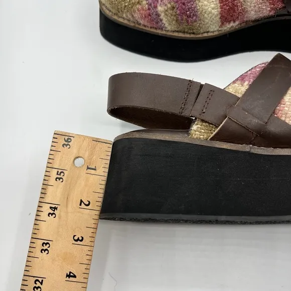 Free People Sz 9 Astrid Platform Mule Wool Woven Slingback Boho Clogs Kilim NEW