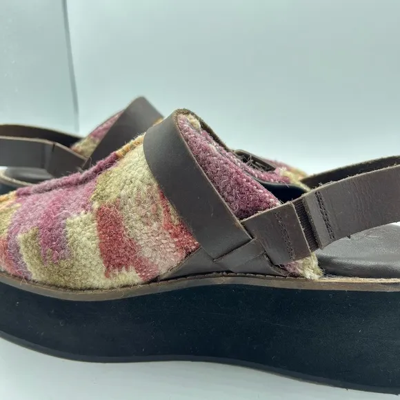 Free People Sz 9 Astrid Platform Mule Wool Woven Slingback Boho Clogs Kilim NEW