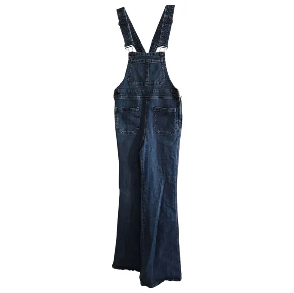 Free People Teague Retro One Piece Denim Wide Leg Overalls Size 26 Flare