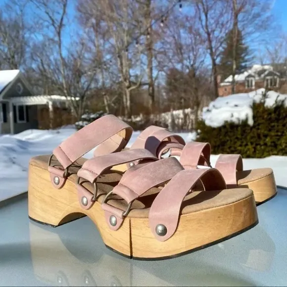 Free People Virgo Switchback Sandals Platform Wood Clog