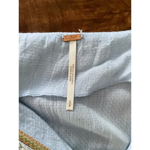 Free People Wild One Embroidered Peasant Boho Blue Skies Dress S​​