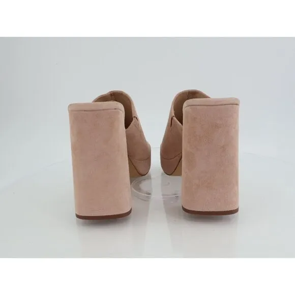 Free People Womens Margo Mules Block Heel Beige Suede Square Platform 41 11