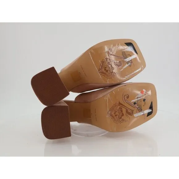 Free People Womens Margo Mules Block Heel Beige Suede Square Platform 41 11