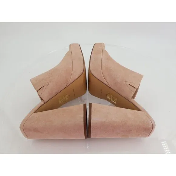 Free People Womens Margo Mules Block Heel Beige Suede Square Platform 41 11