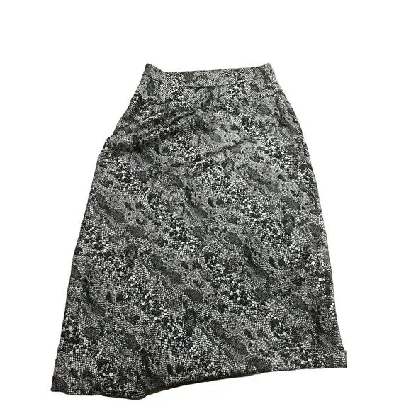 Free People Women's Midi Satin Slip Skirt Snake Skin Print Size 6 Gray