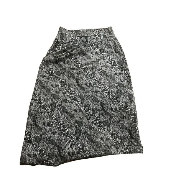 Free People Women's Midi Satin Slip Skirt Snake Skin Print Size 6 Gray