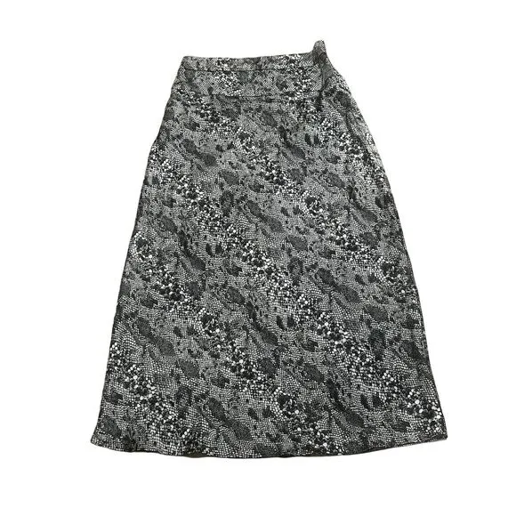 Free People Women's Midi Satin Slip Skirt Snake Skin Print Size 6 Gray