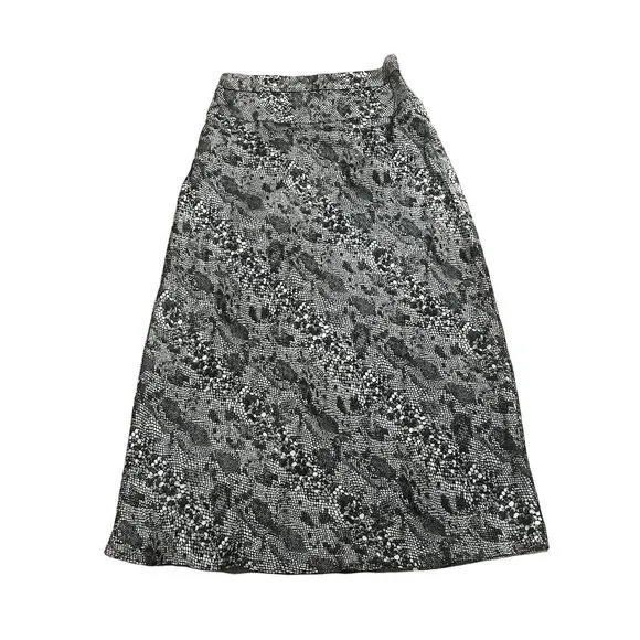 Free People Women's Midi Satin Slip Skirt Snake Skin Print Size 6 Gray