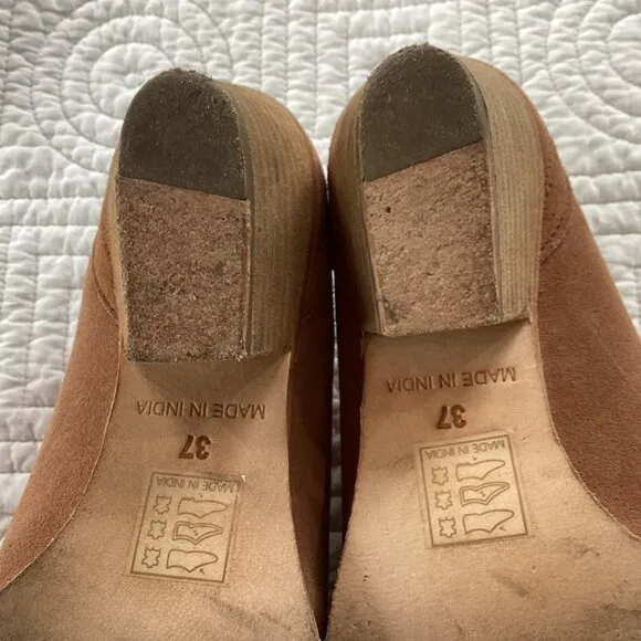 Free People Women's Size 37 New Frontier Western Mules in Camel Suede