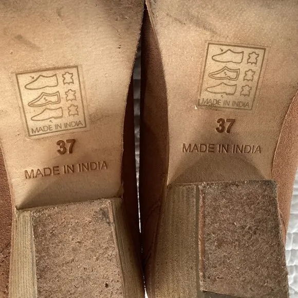 Free People Women's Size 37 New Frontier Western Mules in Camel Suede