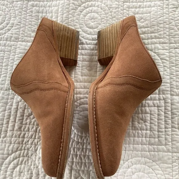 Free People Women's Size 37 New Frontier Western Mules in Camel Suede