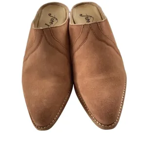 Free People Women's Size 37 New Frontier Western Mules in Camel Suede